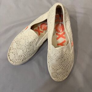 Roxy lace slip ons